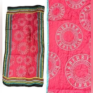 Burberry Silk Lightweight Logo Graphic Scarf in red black xl size